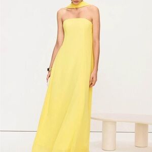 Commense Strapless Yellow Maxi Dress